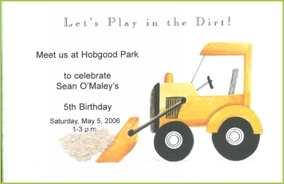 Bulldozer with dirt invitation by Stevie Streck